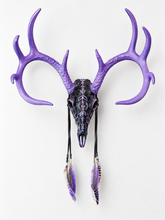 Load image into Gallery viewer, Black & Amethyst Detailed 10-point Buck Deer Skull