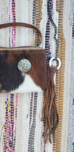 Load image into Gallery viewer, Tri Color Cowhide Leather Handbag Purse with Copper Trinity Knot Embellishment