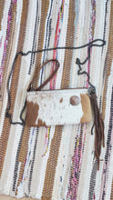 Load image into Gallery viewer, Tan & White Cowhide Leather Handbag Purse with Silver Trinity Knot Embellishment