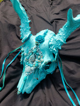 Load image into Gallery viewer, Baby Blue Amazonite Crystal Mule Deer Skull - Home Decor