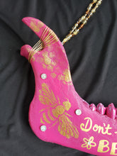 Load image into Gallery viewer, Hand Painted Bee Quote Cow Jawbone - Home Decor