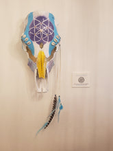 Load image into Gallery viewer, Flower of Life Mermaid Honey Comb Cow Skull - Home Decor