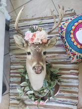 Load image into Gallery viewer, Rescued & Upcycled, Glam & Glitz Floral Deer Mount - Home Decor