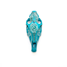 Load image into Gallery viewer, Shiny Mosaic Tile & Amazonite Crystal Horse Head Skull - Home Decor