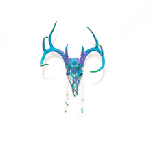 Load image into Gallery viewer, Marble Painted + Labradorite Crystal White Tail Deer Skull - Home Decor