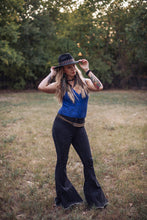 Load image into Gallery viewer, Distressed Black Denim Jean Bell Bottoms