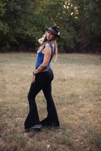 Load image into Gallery viewer, Distressed Black Denim Jean Bell Bottoms