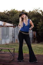 Load image into Gallery viewer, Distressed Black Denim Jean Bell Bottoms