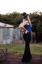 Load image into Gallery viewer, Distressed Black Denim Jean Bell Bottoms