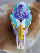 Load image into Gallery viewer, Flower of Life Mermaid Honey Comb Cow Skull - Home Decor