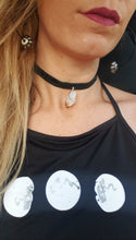 Load image into Gallery viewer, Citrine Crystal on Genuine Black Leather Choker

