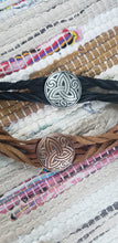Load image into Gallery viewer, Heavy Metal Celtic Trinity Knot on Leather Twisted Bracelet
