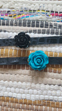 Load image into Gallery viewer, Turquoise Rose Pendant on Genuine Black Leather Choker

