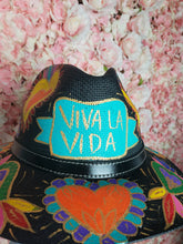 Load image into Gallery viewer, Hand Painted Black Straw Hat - Viva la Vida
