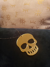 Load image into Gallery viewer, Reversible Gold &amp; Silver Mirror Skull Necklace
