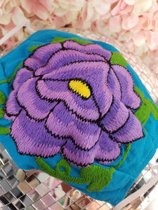 Blue & Purple Floral Embroidery Mask