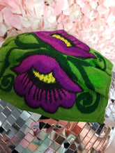 Load image into Gallery viewer, Purple &amp; Green Floral Embroidery Mask
