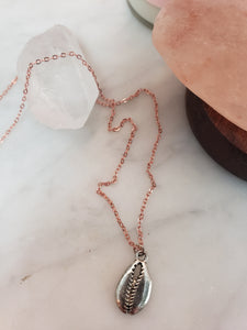 Dainty Silver Shell on Rose Gold Necklace