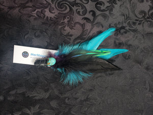 Turquoise Skull & Feather Hat or Hair Clip