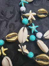 Load image into Gallery viewer, Mermaid Starfish Gold &amp; Turquoise Cowrie Seashell Anklet
