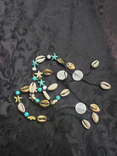 Load image into Gallery viewer, Mermaid Starfish Gold &amp; Turquoise Cowrie Seashell Anklet
