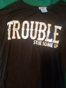 Trouble Black & White Graphic Soft Tee