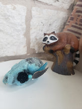 Load image into Gallery viewer, Baby Blue Crystal Raccoon Small Skull
