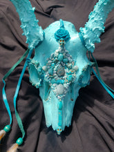 Load image into Gallery viewer, Baby Blue Amazonite Crystal Mule Deer Skull - Home Decor

