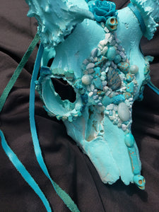 Baby Blue Amazonite Crystal Mule Deer Skull - Home Decor