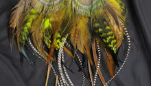 Load image into Gallery viewer, Black, Brown, Rooster, Lime Green, &amp; Peacock Feather Boho Earrings
