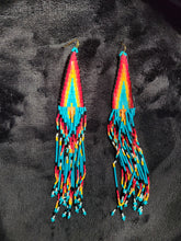 Load image into Gallery viewer, Large Beaded Boho Southwestern Statement Earrings
