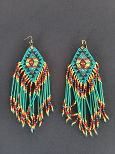 Smaller Tribal Southwestern Beaded Boho Statement Earrings