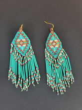 Load image into Gallery viewer, Smaller Tribal Southwestern Beaded Boho Statement Earrings
