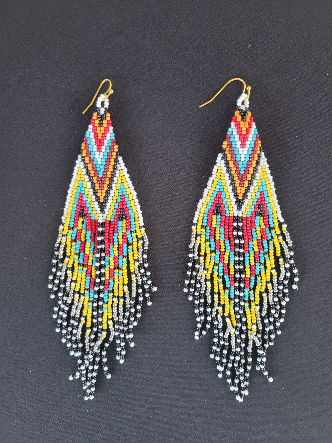 Medium Tribal Beaded Boho Statement Earrings
