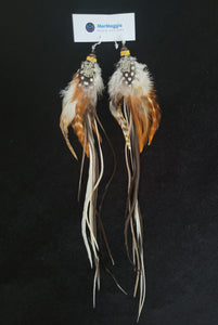 Thunderbird Extra Long 15" Natural Feather Boho Earrings