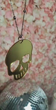Load and play video in Gallery viewer, Reversible Gold &amp; Silver Mirror Skull Necklace

