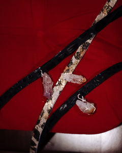 Citrine Crystal on Genuine Black Leather Choker