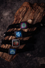 Load image into Gallery viewer, Psychedelic Skull Cowboy on Black Twisted Leather Bracelet
